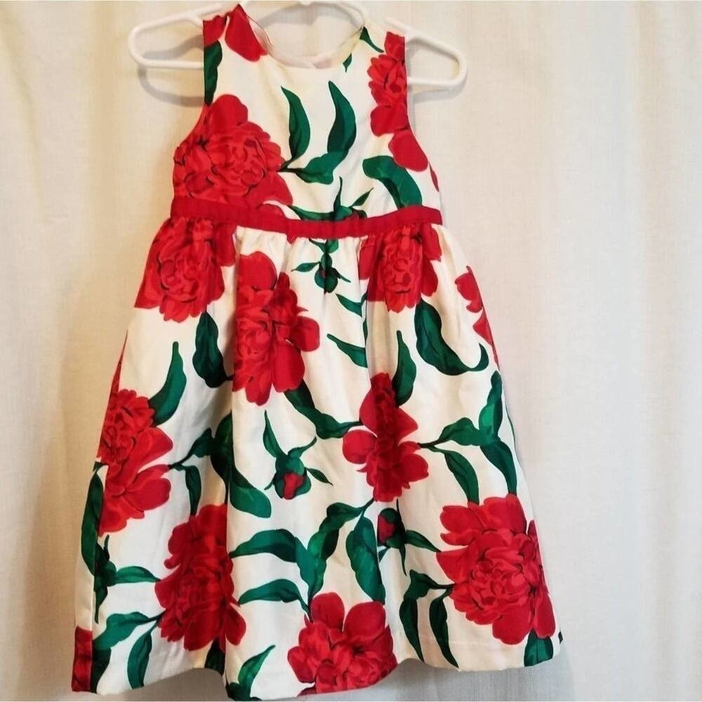 Gymboree Joyful Holiday Red Floral Holiday Party Girls Toddler Dress 3t